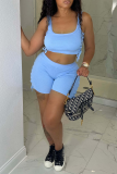 Light Color Sexy Solid Hollowed Out Square Collar Sleeveless Two Pieces