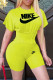 Yellow Fashion Sportswear Print Letter O Neck Short Sleeve Two Pieces