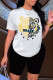 White Fashion Street Print Patchwork O Neck Short Sleeve Two Pieces