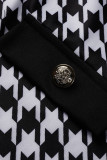 Black Sexy Print Patchwork Buckle Strapless One Step Skirt Dresses