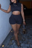 Black Fashion Casual Solid Hollowed Out O Neck Regular Romper