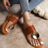 Brown Fashion Casual Split Joint Round Comfortable Shoes