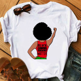 White Red Fashion Casual Print Basic O Neck T-Shirts