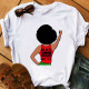 White Red Fashion Casual Print Basic O Neck T-Shirts