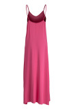 Coffee Sexy Casual Print Backless Spaghetti Strap Long Dress