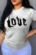 Grey Fashion Casual Letter Print Basic O Neck T-Shirts