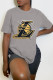 Grey Fashion Street Print Patchwork O Neck T-Shirts