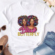 White Pink Fashion Casual Print Basic O Neck T-Shirts