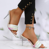Colour Fashion Sexy Patchwork Printing Pointed Out Door Shoes