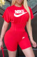 Red Fashion Sportswear Print Letter O Neck Short Sleeve Two Pieces