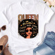 White Black Fashion Casual Print Basic O Neck T-Shirts