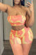 Orange Yellow Fashion Sexy Print Backless Strapless Sleeveless Two Pieces