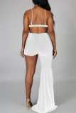 Rose Red Fashion Sexy Solid Hollowed Out Backless Asymmetrical Spaghetti Strap Skinny Jumpsuits