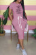 Pink Fashion Casual Print Letter O Neck One Step Skirt Dresses