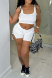 Light Color Sexy Solid Hollowed Out Square Collar Sleeveless Two Pieces