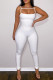 White Sexy Casual Solid Patchwork Spaghetti Strap Skinny Jumpsuits