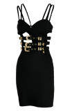 Red Fashion Sexy Solid Hollowed Out Patchwork Backless Spaghetti Strap Sleeveless Dress Dresses