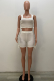Light Color Sexy Solid Hollowed Out Square Collar Sleeveless Two Pieces