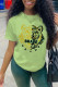 Fruit Green Fashion Casual Print Patchwork O Neck T-Shirts