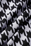 Black Sexy Print Patchwork Buckle Strapless One Step Skirt Dresses