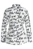 Black Fashion Casual Letter Print Basic Turndown Collar Shirt Dress Dresses