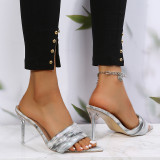 Grey Fashion Sexy Patchwork Printing Pointed Out Door Shoes