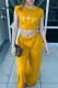 Yellow Fashion Casual Print Basic O Neck Short Sleeve Two Pieces