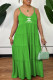 Green Fashion Casual Print Letter Spaghetti Strap Cake Skirt Dresses