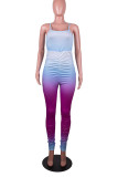 Grey Casual Print Patchwork Spaghetti Strap Skinny Jumpsuits
