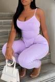 Pink Fashion Solid Patchwork Spaghetti Strap Sleeveless Two Pieces