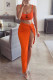 Orange Fashion Sexy Print Patchwork U Neck Sleeveless Two Pieces