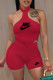 Red Fashion Sexy Print Letter Halter Sleeveless Two Pieces