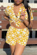 Gold Fashion Casual Print Basic Turndown Collar Short Sleeve Two Pieces