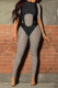 Black Fashion Casual Print Patchwork O Neck Skinny Jumpsuits