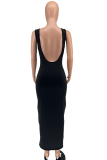 White Sexy Solid Backless Square Collar Pencil Skirt Dresses