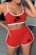 Red Fashion Sportswear Print Letter Spaghetti Strap Sleeveless Two Pieces
