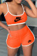 Orange Fashion Sportswear Print Letter Spaghetti Strap Sleeveless Two Pieces