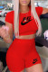 Red Fashion Sportswear Print Letter O Neck Short Sleeve Two Pieces