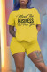 Yellow Casual Print Patchwork O Neck Short Sleeve Two Pieces