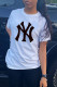 White Fashion Casual Print Letter O Neck T-Shirts