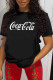 Black Fashion Casual Print Letter O Neck T-Shirts