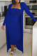 Blue Fashion Casual Print Letter Strapless Long Sleeve Two Pieces