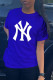 Blue Fashion Casual Print Letter O Neck T-Shirts