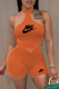 Orange Fashion Sexy Print Letter Halter Sleeveless Two Pieces