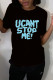 Black Fashion Casual Letter Print Basic O Neck T-Shirts