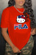 Red Fashion Street Print Letter O Neck T-Shirts