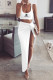 White Fashion Sexy Print Patchwork U Neck Sleeveless Two Pieces