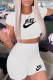 White Fashion Sportswear Print Letter O Neck Short Sleeve Two Pieces