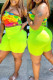 Multicolor Fashion Sexy Print Backless One Shoulder Sleeveless Two Pieces