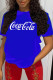 Blue Fashion Casual Print Letter O Neck T-Shirts